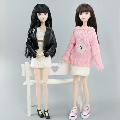 Biały dzianinowy ciepły sweter spódnica na ubrania dla lalek barbie stroje dla lalek Blythe 1/6 akcesoria dla lalek bjd DIY zabawka dla dzieci