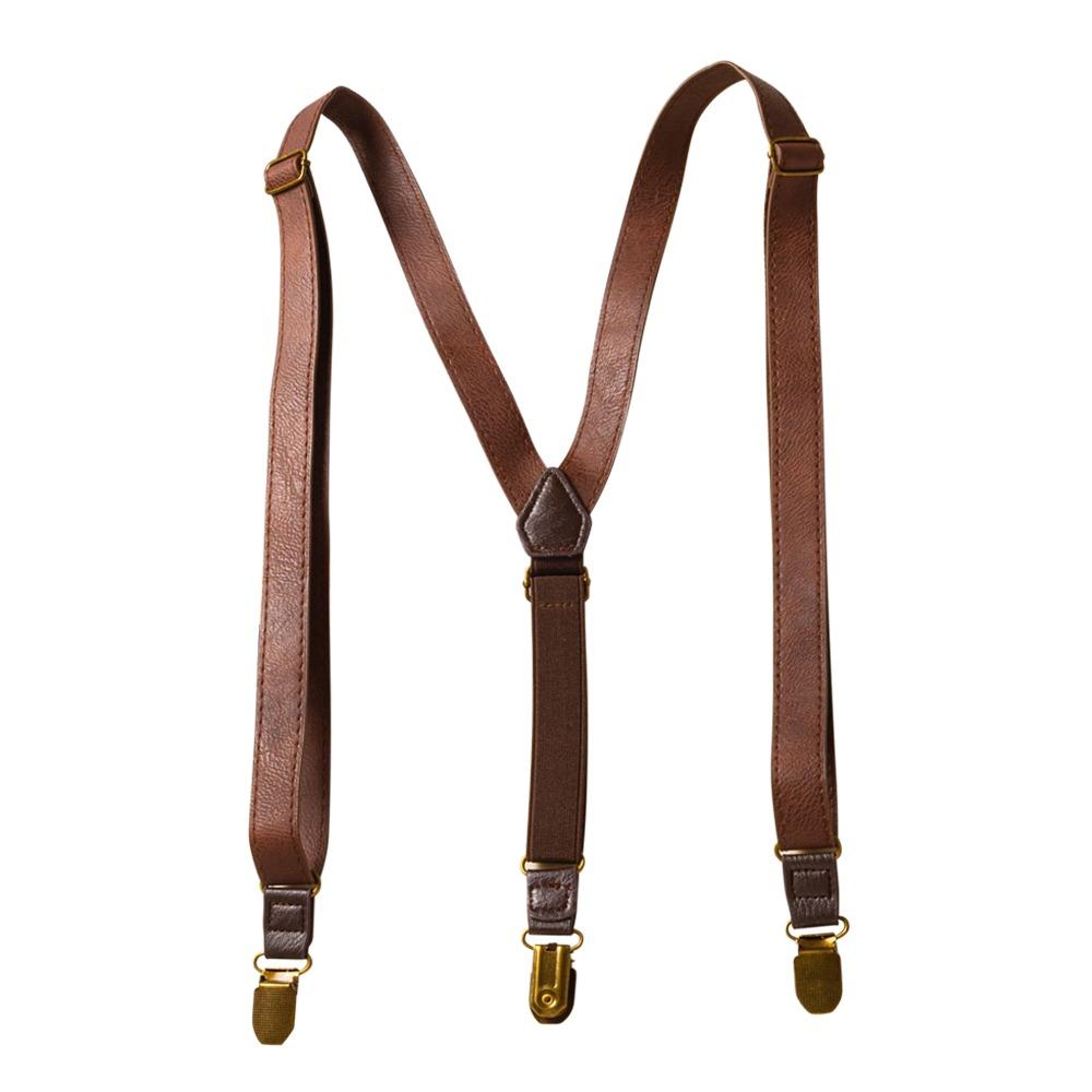 Elastic Strap Y-Type Suspenders 4 Clips Stripe Suspenders Fashion Metal Clip Suspenders Gift Idea