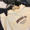 Simple Letter Printed Women's Fleece Hoodie With Loose Hooded Design For Daily Wear And Warm Hoodie