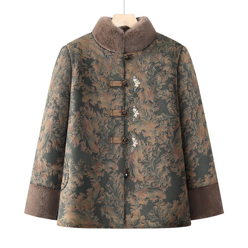

Grandma s Thick Winter Coat - Cotton Jacket for Middle-Aged and Elderly Women XXL зелений