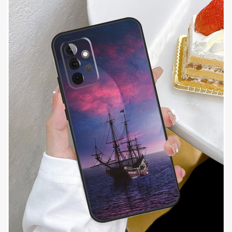 Yacht Sailing Boat Sunset Case For Samsung Galaxy A55 A35 A15 A14 A34 A54 A73 A53 A33 A23 A13 A12 A32 A52 A51 Cover