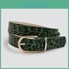 Womens Candy Color Leopard Print Faux Leather Belt With Metal Buckle For Fashionable Casuals