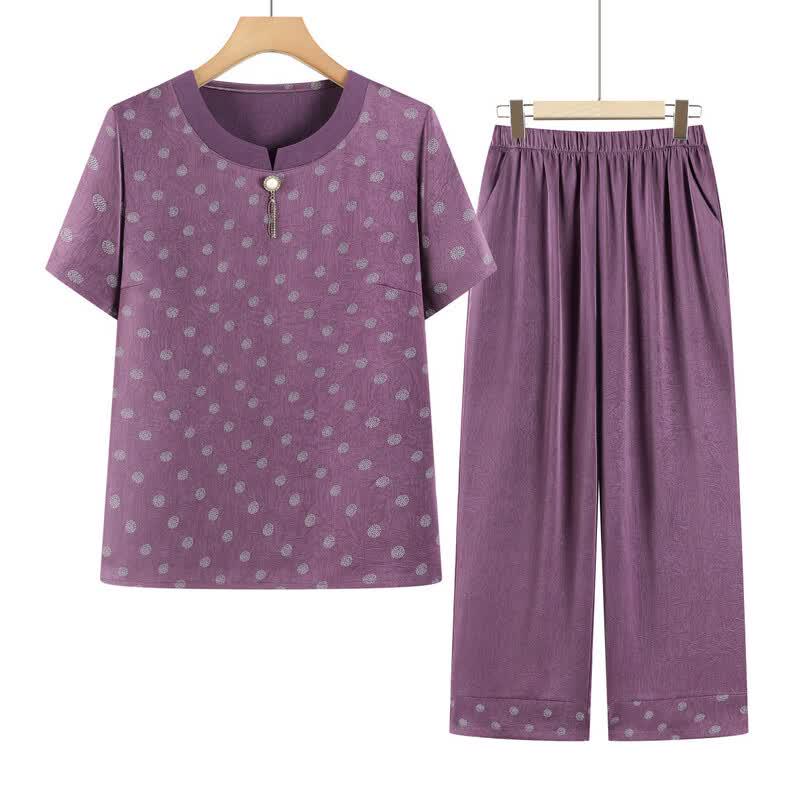 YUZHAOLIN Women's 2026 Summer Short-Sleeved Set for Middle-Aged & Elderly