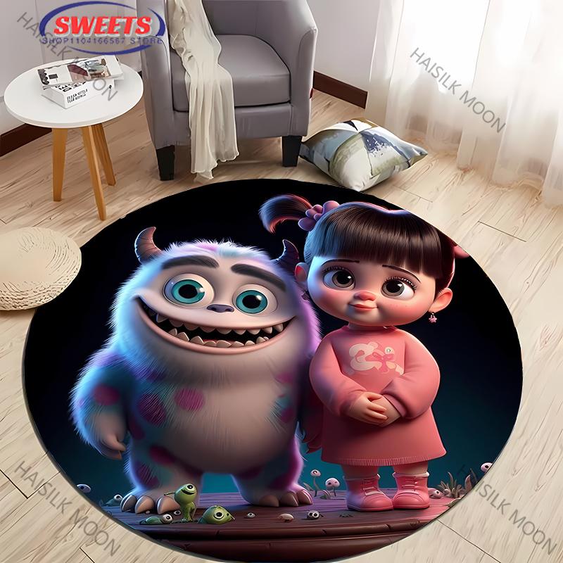 

1PC Funny B00 M0nsters Inc Printed Round Carpet Non-slip Play Mat for Kids Room All Seasons Rug Gift for Friends Diameter -60cm-A15848