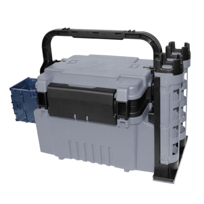 Fishing Box Travel Fishing Case Box with Bottle Holder Rod Stands Tubes Sturdy ABS plastic Fishing Box w/ Self locking system