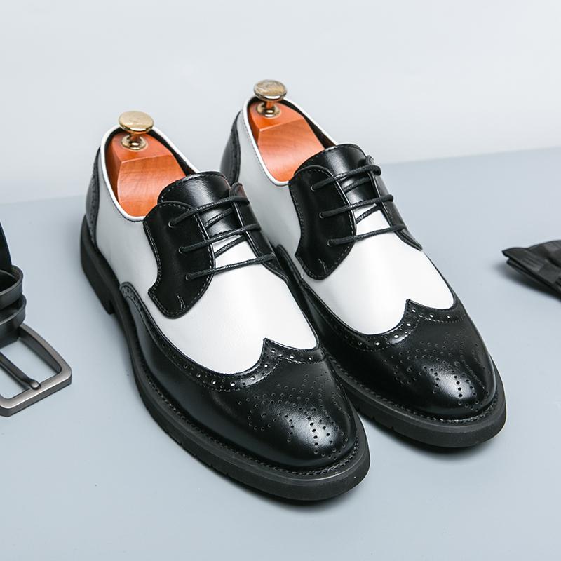 British Style Trendy Men's Leather Casual Shoes Party Banquet Formal Shoes Men's Pointed Toe Shoes for Wedding Wear-resistant