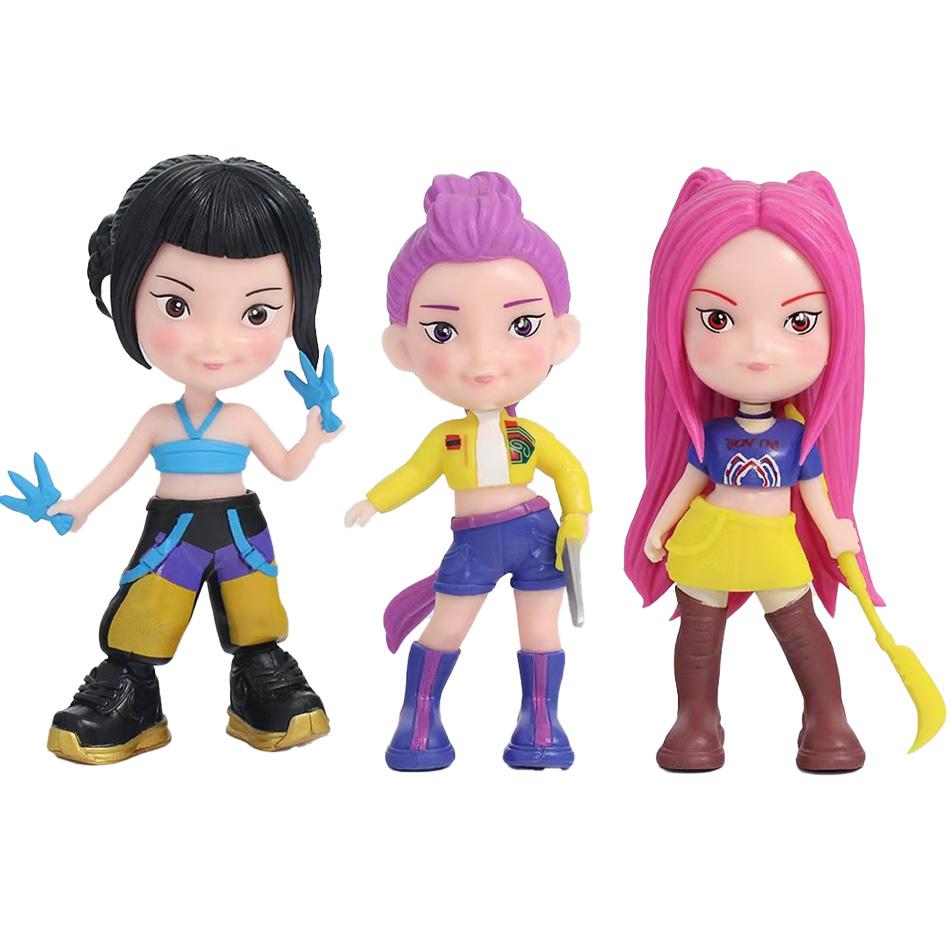 3Set Kpop Demon Hunters Action Figures - Derpy Tiger Rumi Mira Zoey Sussy Collectible Doll Set for Fans Gift