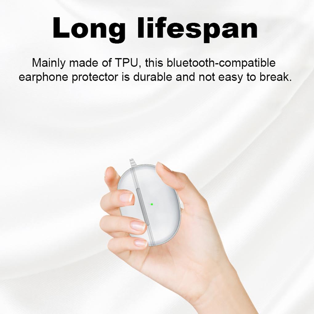 Earphone Charging Box TPU Shockproof Case with Hook Holder Bag Wireless Headphone Transparent Cover Protector Earbuds