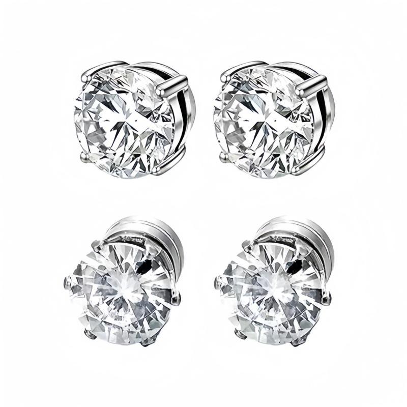 European and American Zircon Non-Piercing Ear Clips and Stud Earrings Set