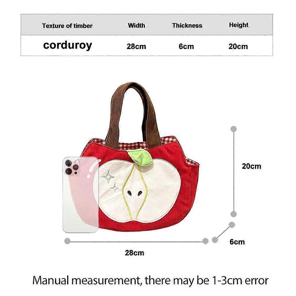 Apple Shaped Handbag - Cute Design, Lightweight - Daily Tote Bag