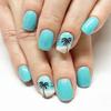 24 Pcs Coconut Tree False Nail Seagull Artificial Nail Glossy Full Cover Stick On Nail Short Square Press On Nail