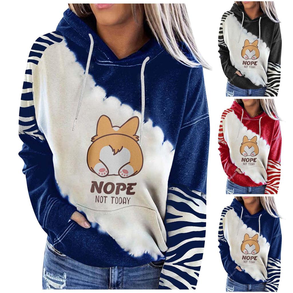 Women's Cute Print Sweatshirt Long Sleeve Round Neck Casual Tops Shirts