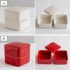 Kamoshika Douguten Square Lidded Storage Container Set, 2-Tier, Microwave-Safe, Banko Ware Ceramic, Made In Japan (Red)