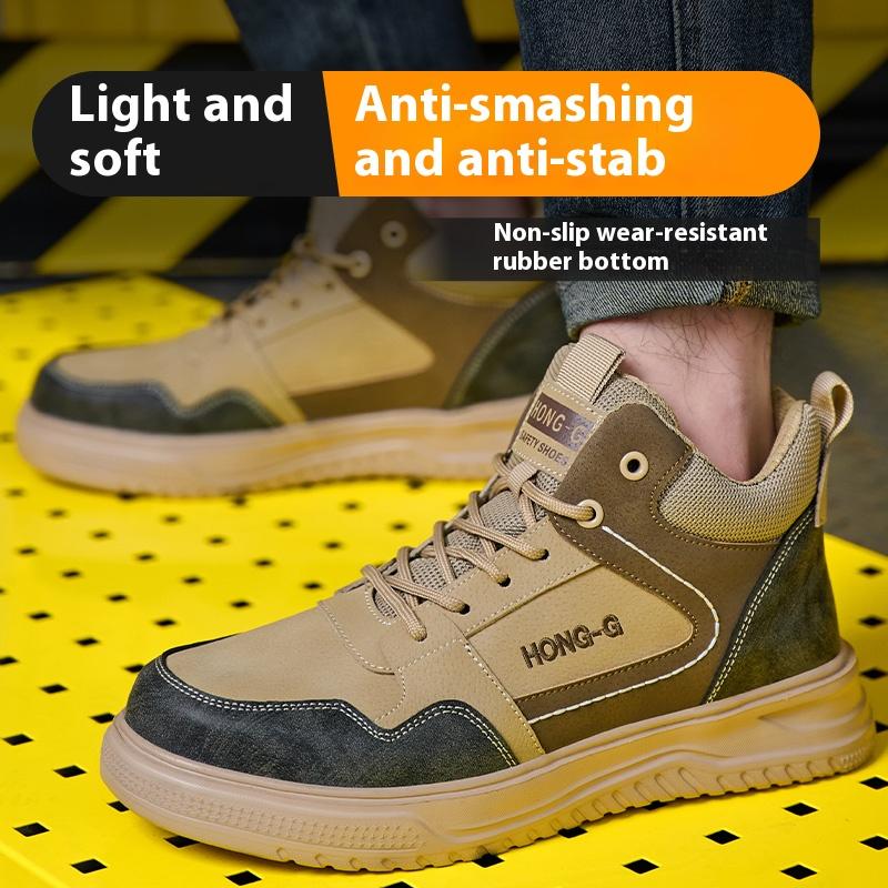 Adjustable Safety Toe Boots for Men Cushioned Work Sneakers Slip on Steel Toe Shoes Water Resistant Anti-Puncture Safety Shoes