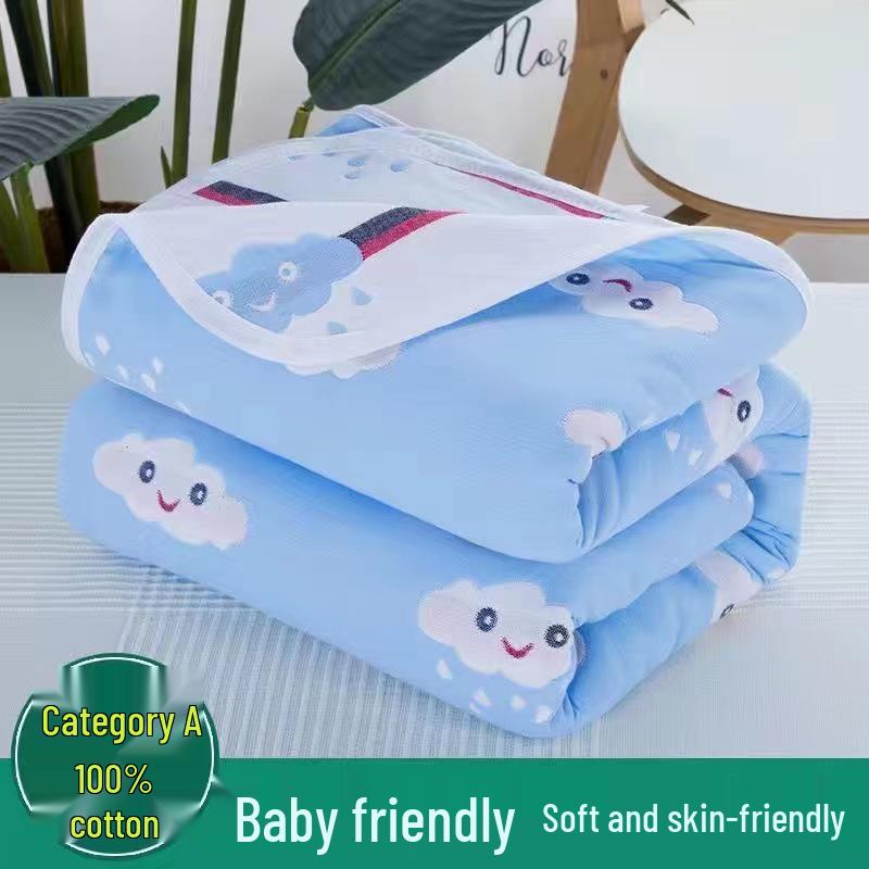 Soft Pure Cotton Gauze Quilt: Baby Swaddle, Stroller & Sofa Blanket