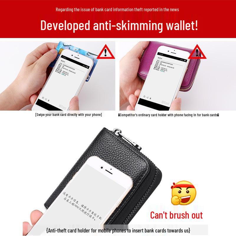 Genuine Leather Multi-Card Holder for Men & Women with Customizable Slots