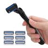 6-Layers Safety Razor Set High Quality Men Razor Sharp Stainless Steel Shaving Changeable Shaver Head Blade