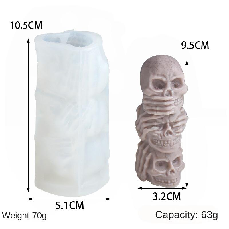 Halloween Skull Silicone Candle Mold Horror Triple Grimace Coffin Candle Decoration Halloween Mold Party Supplies