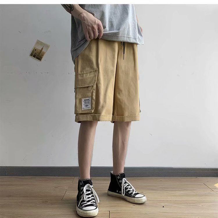 

Летние мужские свободные прямые брюки-карго, повседневные широкие шорты больших размеров, спортивные штаны с пятью точками 5XL хаки