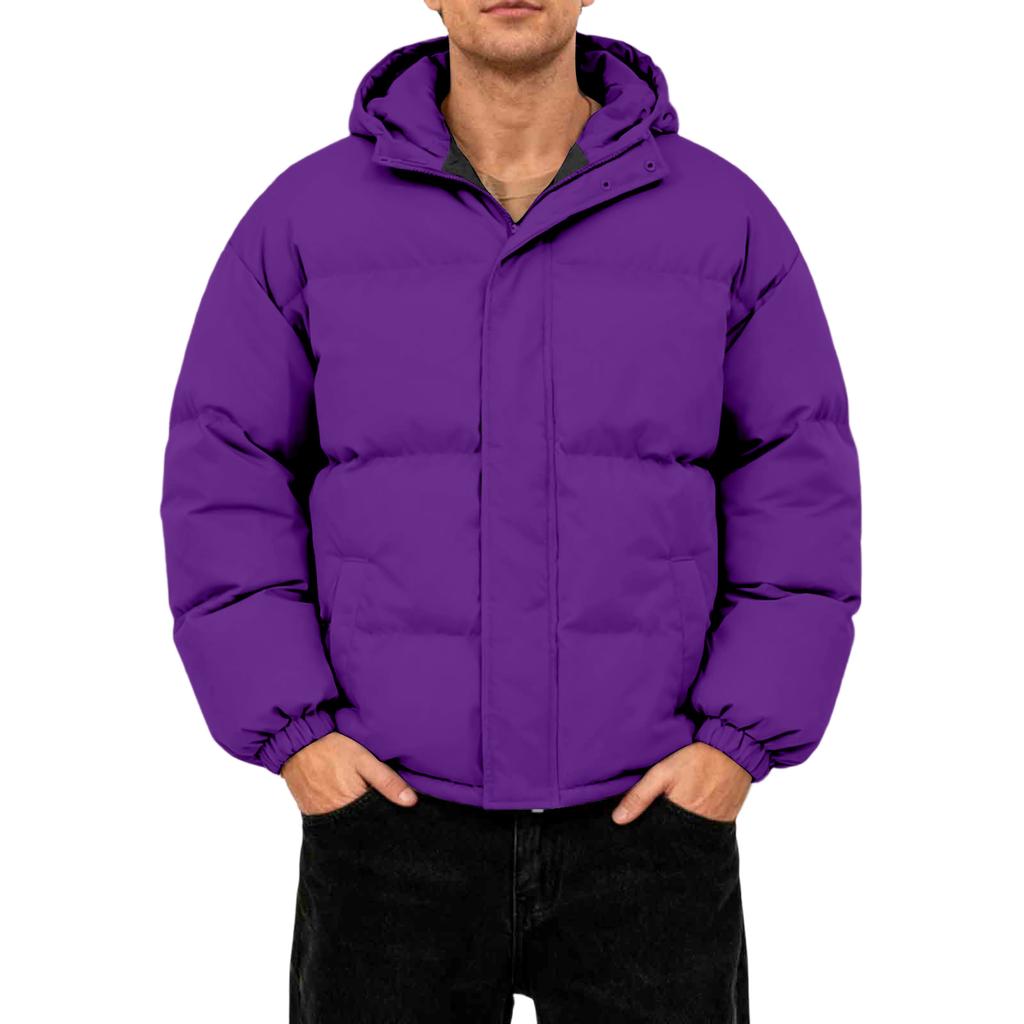 Men's Oversized Casual Down Jacket With Long Sleeves And Hood