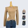 From Cupboard Spring and Autumn Round Neck Halterneck Bingqu Knitting Silm Long Sleeves Fake Two-Piece Cut Out Stylish Pullover Women's Clothing