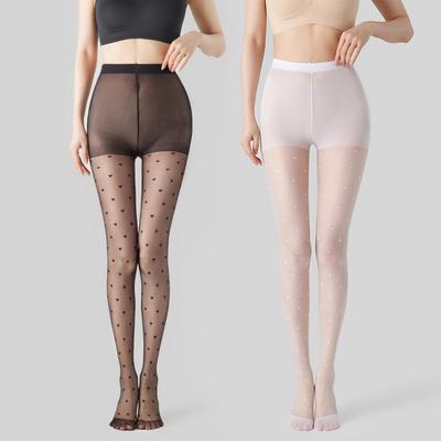 Sommerliche Dünne Gepunktete Transparente Strumpfhosen für Damen Hoher Bund Elastisch Atmungsaktiv Strumpfhosen Lolita Stil Strumpfhosen Verstärkte Spitze