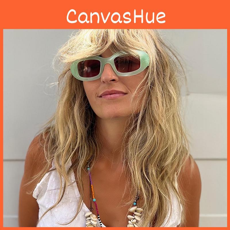 Vintage Green Oval Sun Glasses With Uv400 Protection For Outdoor Activities And Fashion Style