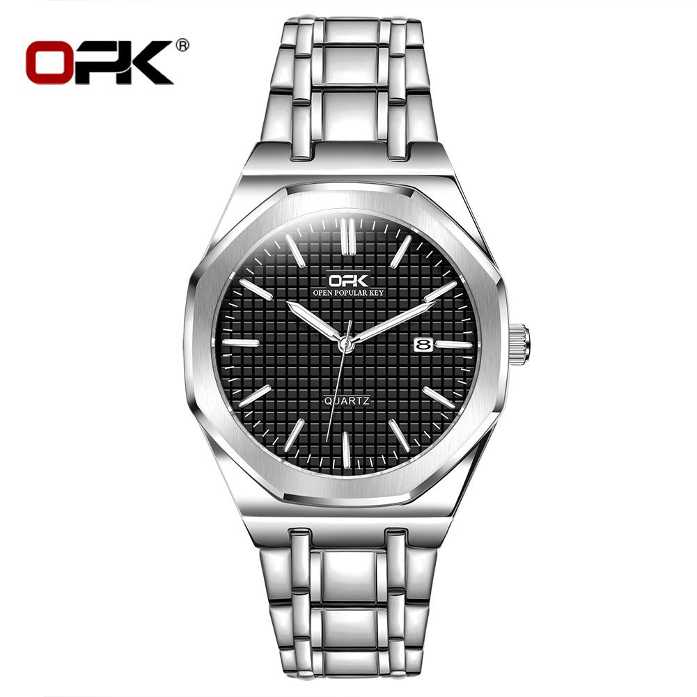 OPK Luxury Fashion Men's Quartz Watch Octagonal Waterproof Night Light Business Men's Calendar Watch