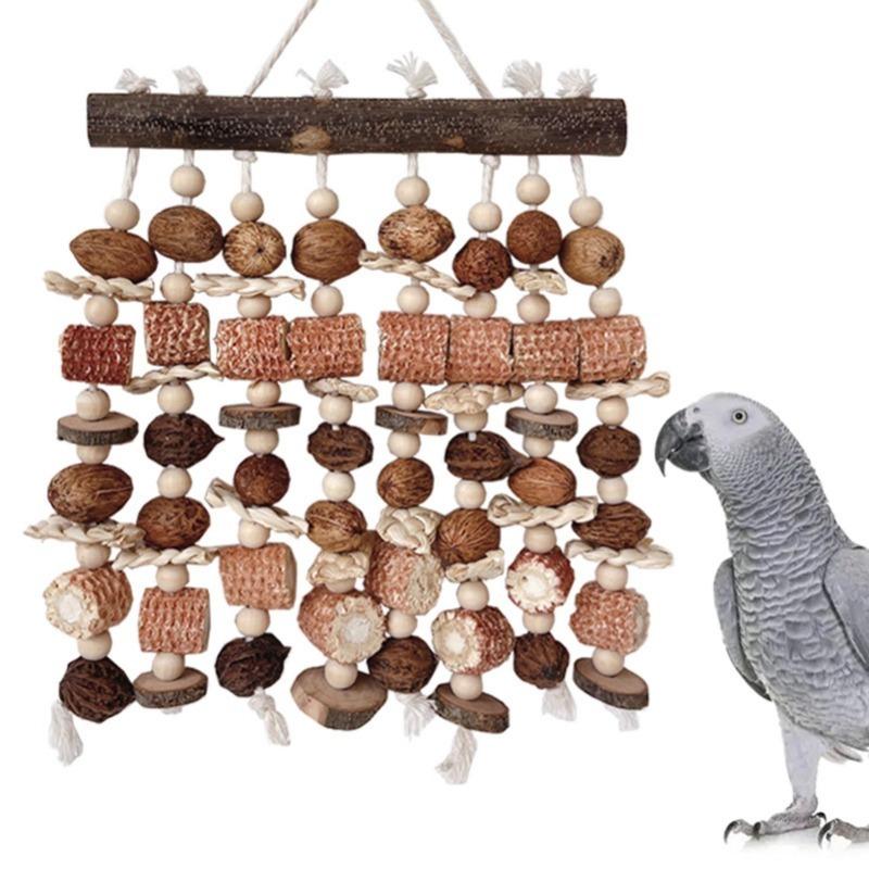 Large Parrot Chewing Toys Color Wooden Bird Cage Toy Natural Corn Nuts Parrot Toy for African Grey