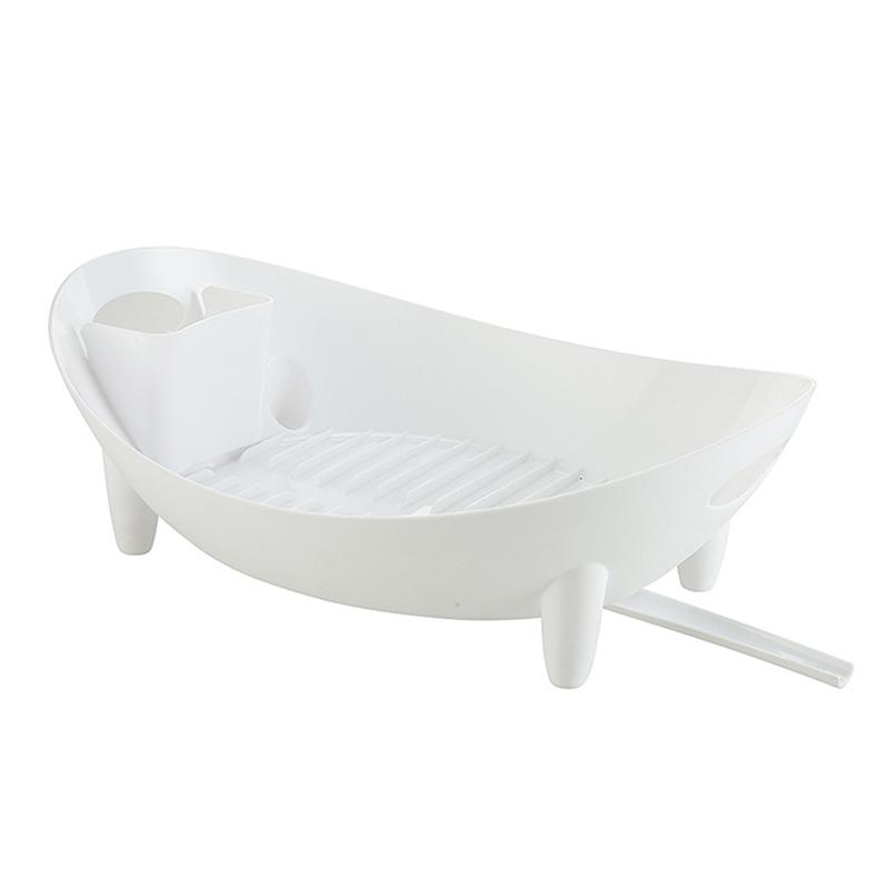 

Сушилка для посуды Овальная форма Сушилка для тарелок Чаша Контейнер для хранения столовых приборов с держателем для посуды Корзина для овощей Кухонный контейнер белый