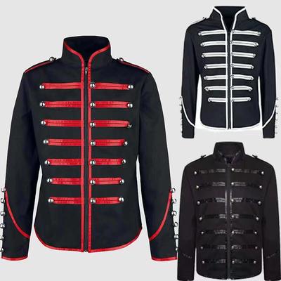 Steampunk Heren Gothic Kleding Militaire Jassen Middeleeuwse Vintage Jas Opstaande Kraag Rock Frock Coat Heren Retro Punk Jas