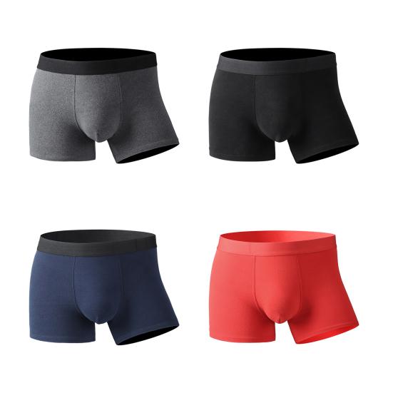 Men Boxer Underwear Mid-rise Elastic Waistband U-Convex Panties Patchwork Color Plush Thickened Quick-Heating Warm Underwear