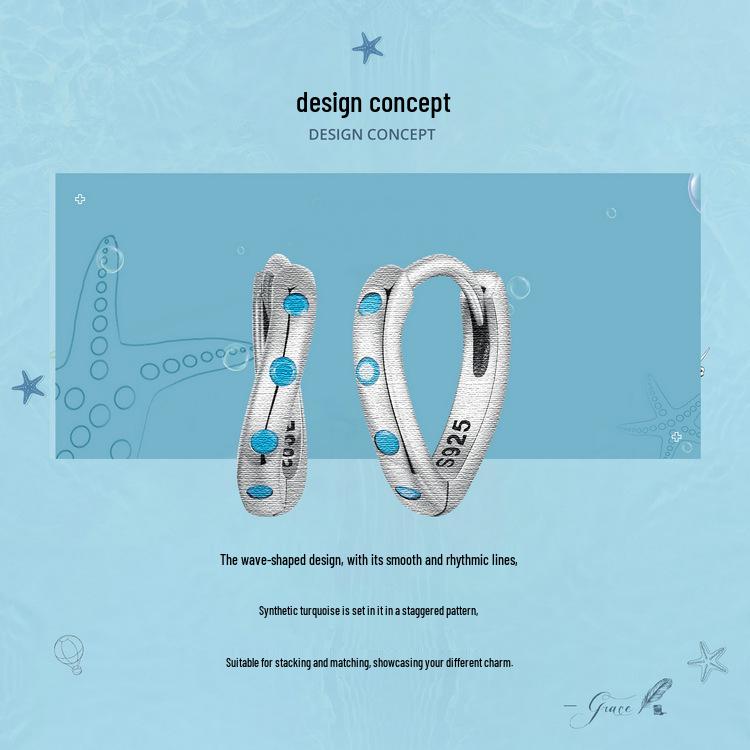 Avle S925 Sterlingsilber Türkis Wellenohrringe - Europäischer & Amerikanischer Stil