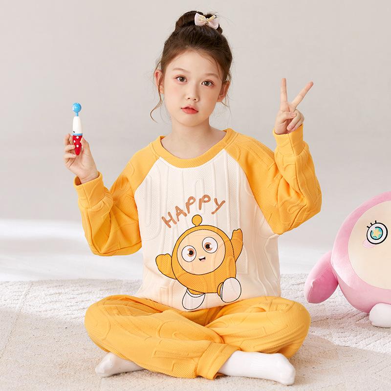 Kinder Flanell Pyjama Set Jungen Mädchen Warm Langarm Oberteil Und Hose Nachtwäsche Winter Haus Nachtwäsche
