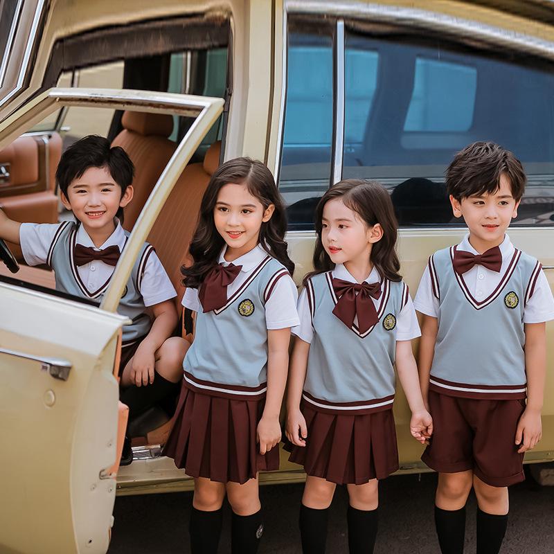 Summer 2020 British Style Primary School Uniform Set for Boys and Girls