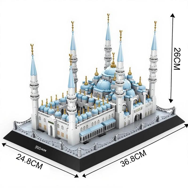 Non-Toxic 1129Pcs Blue Mosque Istanbul Architecture Building Blocks Small Particle Diy Bricks Gifts For Children Construction Bricks Toy