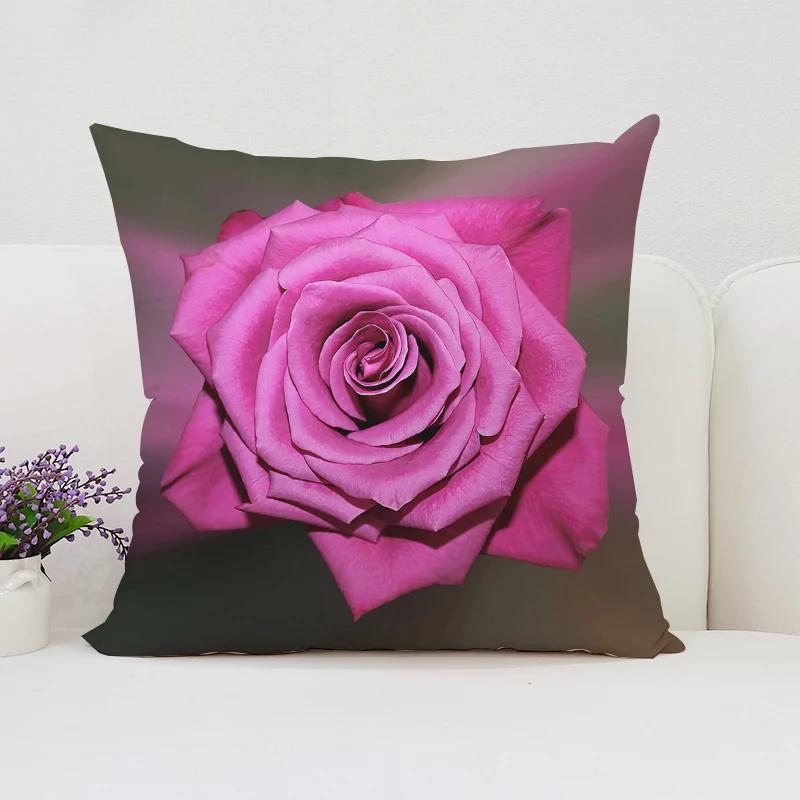 Decorative Pillow Cover For Living Room Cushions Roses Flowers Bed Pillowcases Aesthetic Room Decoration Cushion Covers