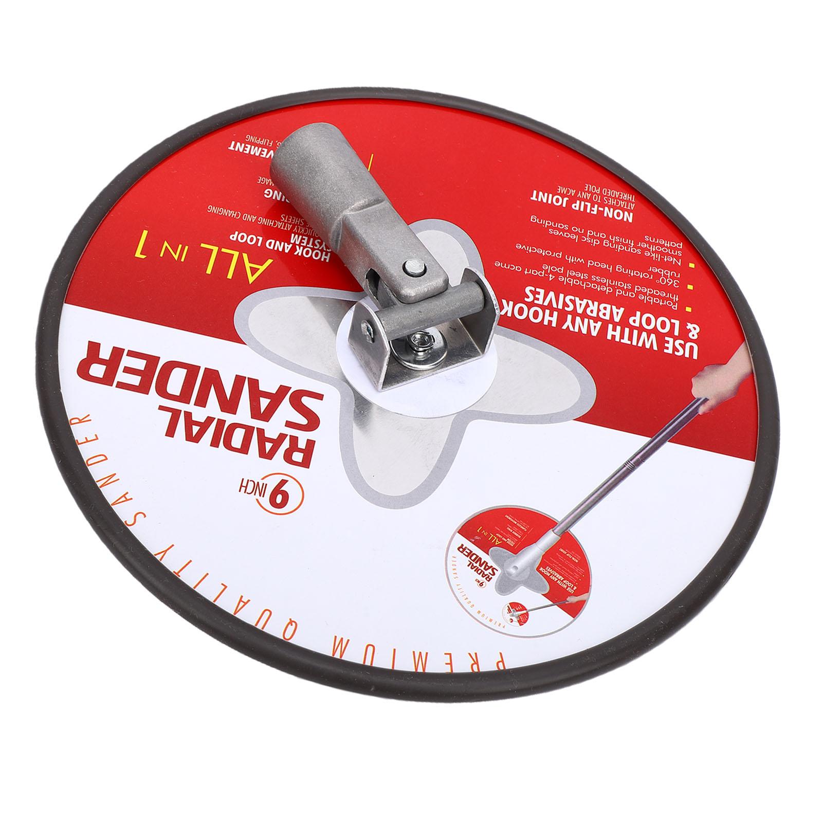 Pole Sander 9in for Drywall Painting Projects Red Radial Round Disc with Alumimum Connector