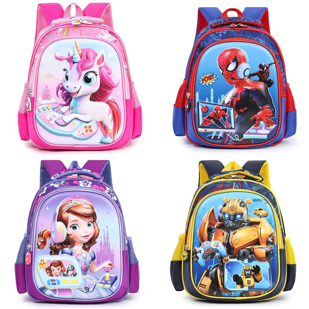 Spider Man Unicorn Elsa Kuromi Hello Kitty School Backpack With Lightweight Nylon And Air Cushion Straps For Preschool Children