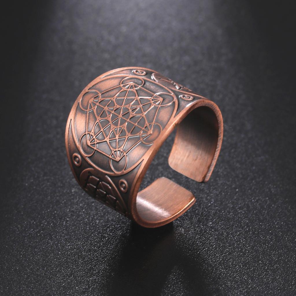 LIKGREAT Sechszackiger Stern Siegel Salomons Ring Der Schutzring der 7 Erzengel Metatron Würfel Lilith Symbol Amulett Schmuck