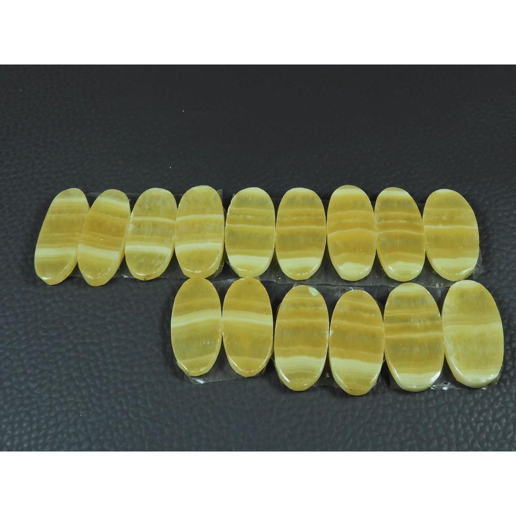 Natural Yellow Lace Agate Matched Pair Oval Cabochon Gemstone 07 Pair Lot C-3991