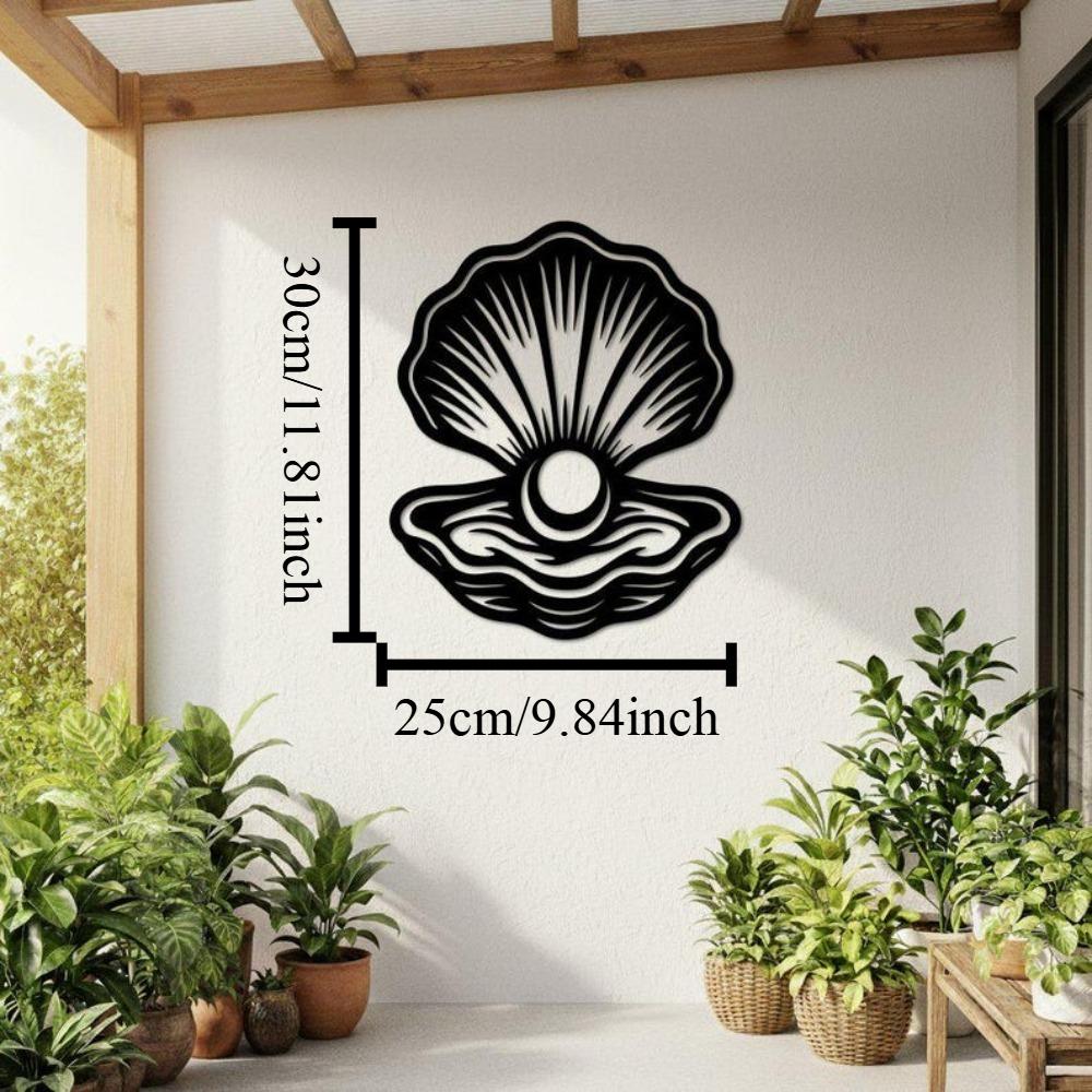 Metal Seashell Wall Art Pearl Oyster Beach House Decor Coastal Ocean Metal Wall Art Sign Sea Lover Gift