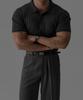 Baulopeulodeogteu Rib Collar Short Sleeve Knit [Charcoal]