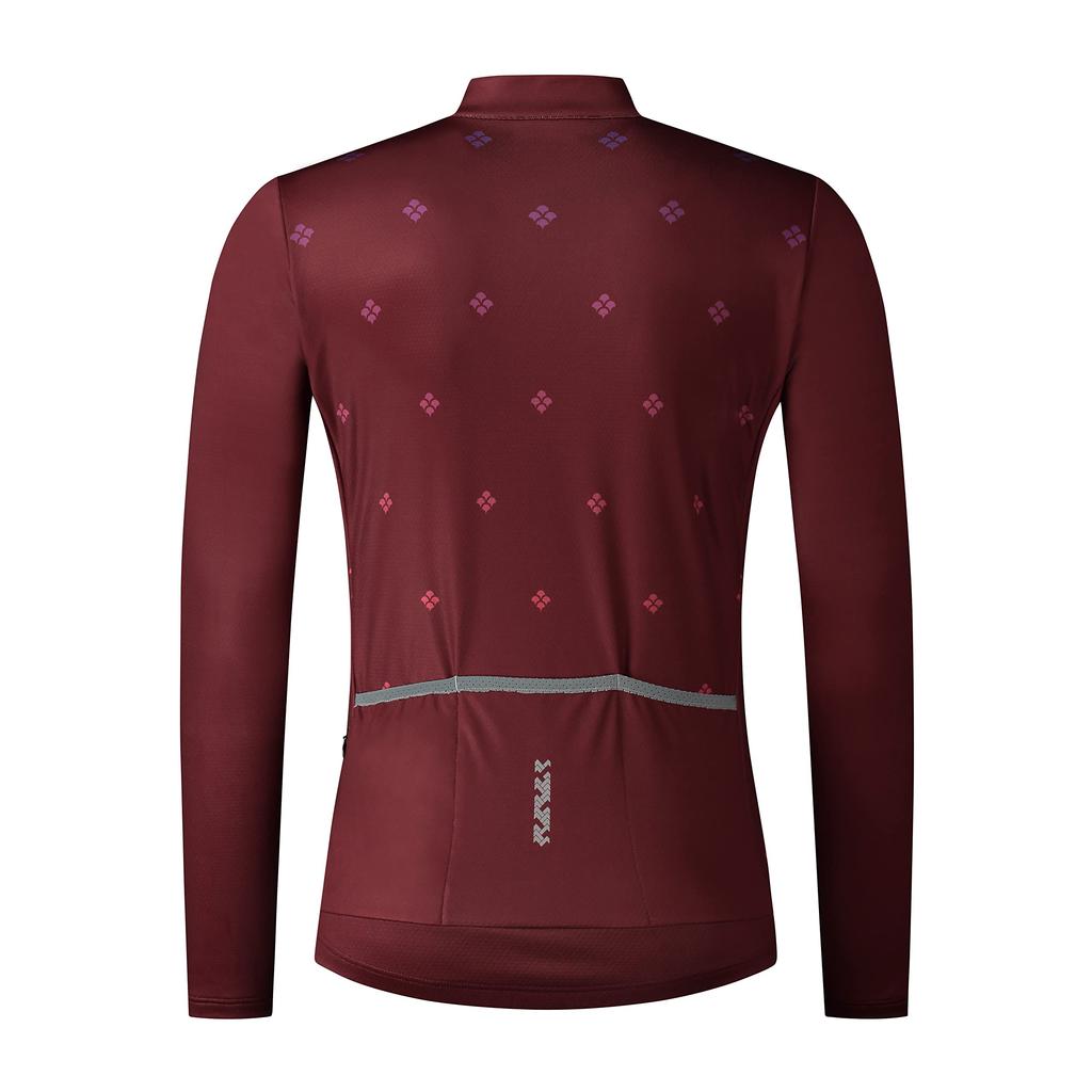 SHIMANO Cycling Jersey Vertex Print Jersey, Spice Red, Size S (European Size), Recommended Height: 167-173cm