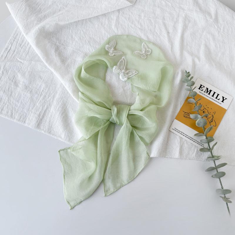 Butterfly Solid Color Scarf for Women Lace Fairy Style Hair Band Turban French Niche Elegant Scarf