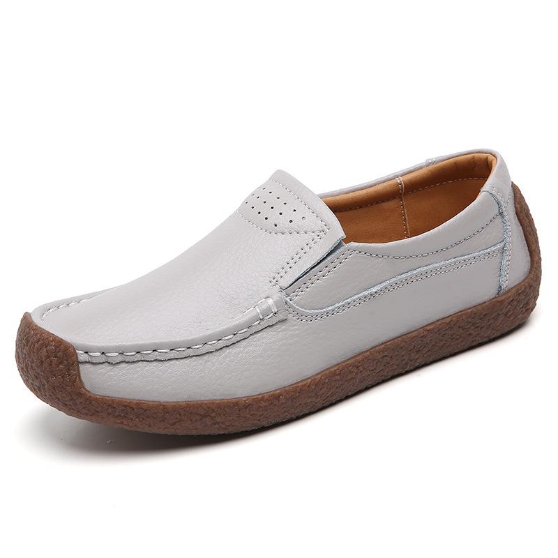 

Spring & Autumn Women s Low Heel Cowhide Loafers - Hollowed-out Snail Design, Plus Size, Casual Low-top Flats for Moms 40