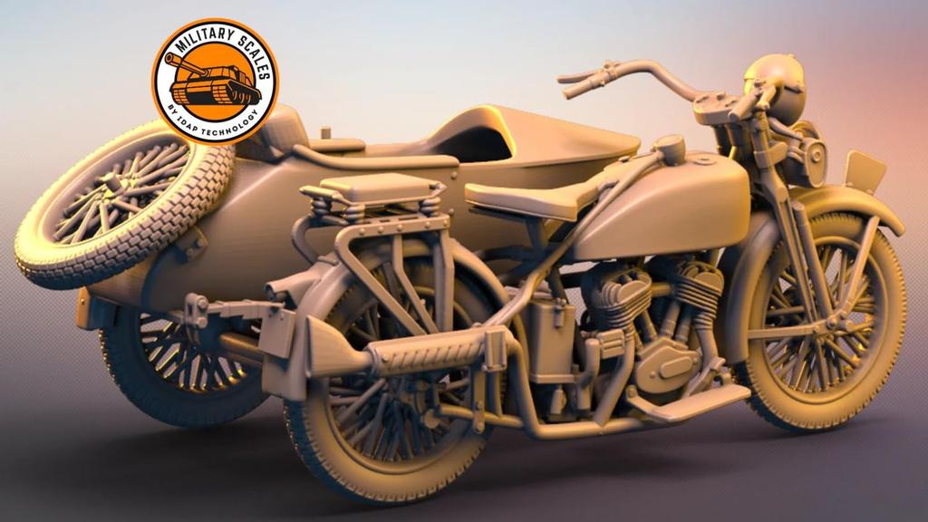IDAP Technology Japanese Rikuo Type 97 Military Motorcycle with Sidecar 3D Printer Kit PD48212 1/48