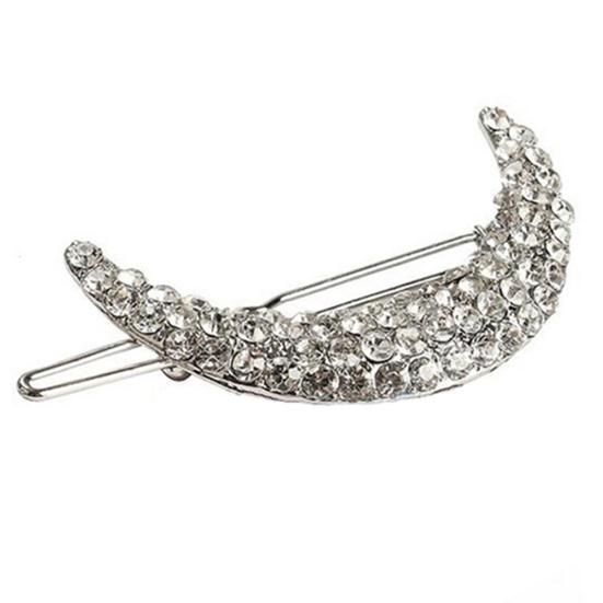 Shiny Rhinestone Moon Hair Clip Bang Clip Headdress Hairpin Clamps Headwear