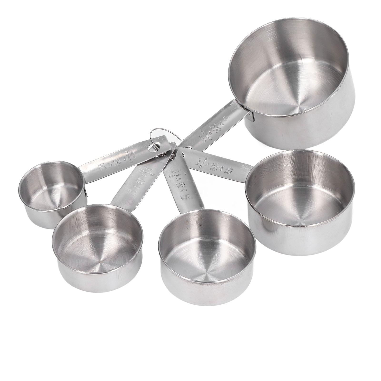 

5pcs Stackable Stainless Steel Measuring Cups Set with Scale Kitchen Cooking Baking Tool L