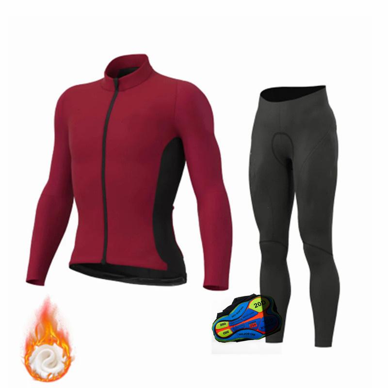 2026 Winter Warm Cycling Clothing Set  MTB Suits Long Pants with 20D Gel Bike Clothing Men Thermal Fleece Bicycle Uniform Cycling Sets